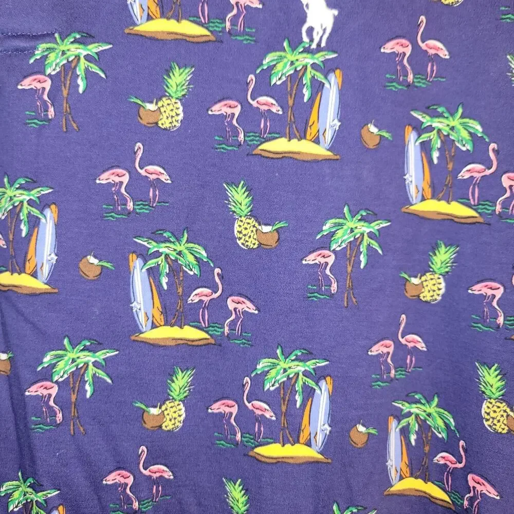 Polo Ralph Lauren Men Classic Soft Cotton Flamingo Hawaiian Graphic Polo Shirts‎
